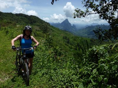 Ann Robertson Cycling on the  tour with redspokes